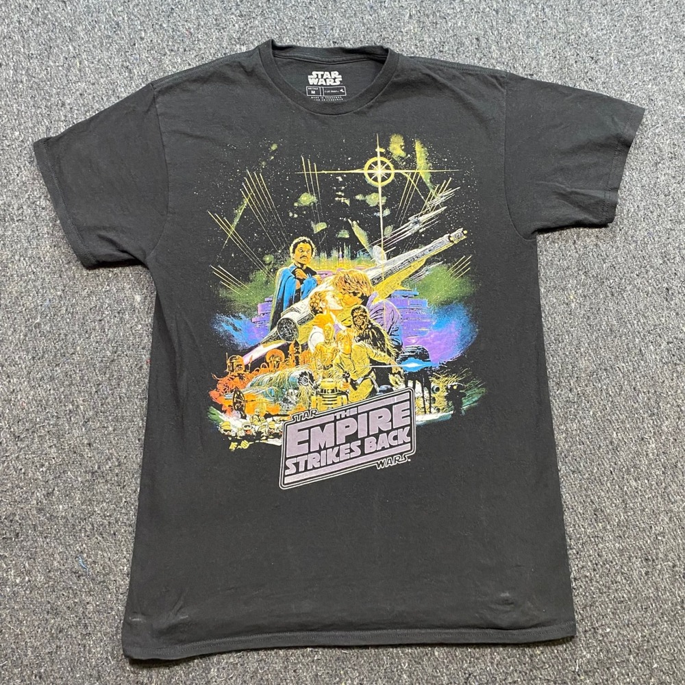 Star Wars Empire Strikes Back TShirt Sz M Mens Black Retro Graphic Poster Art